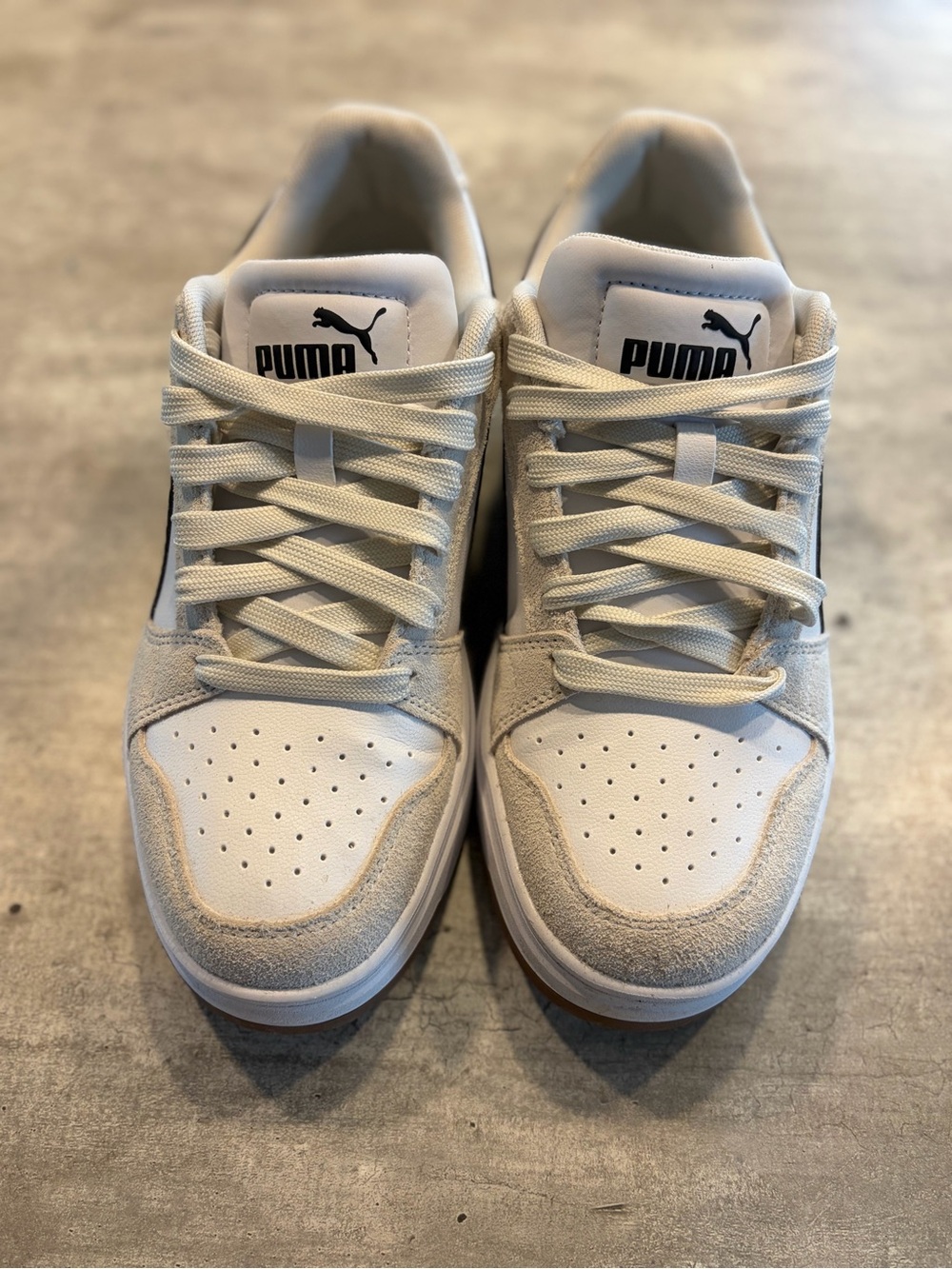 Puma Ladies White and Black Low-Top Sneakers
